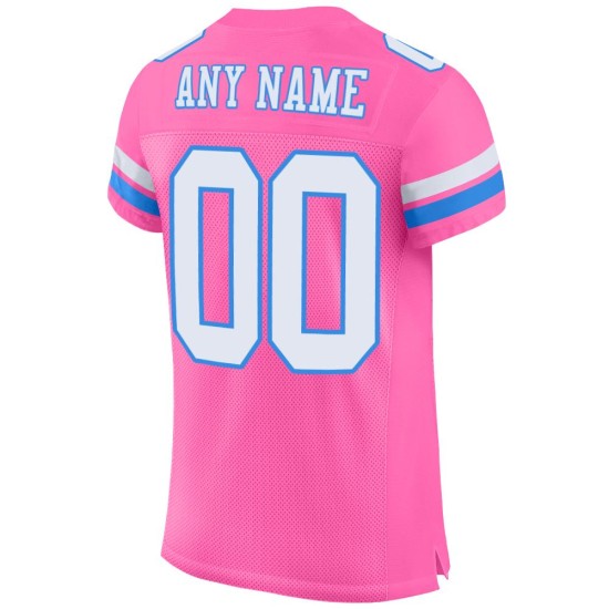 Custom Pink White-Powder Blue Mesh Authentic Football Jersey Custom Pink White-Powder Blue Mesh Authentic Football Jersey