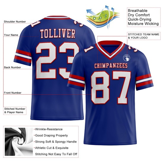 Custom Royal White-Red Mesh Authentic Football Jersey Custom Royal White-Red Mesh Authentic Football Jersey